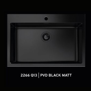 FOSTER - "Quooker-testet" kjøkkenvask med 25MM KANT med diamantmønster til 80cm skap - 770X520x195mm - Matt sort PVD