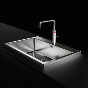 FOSTER - "Quooker-testet" kjøkkenvask med 25MM KANT med diamantmønster til 80cm skap - 770X520x195mm - Stainless steel