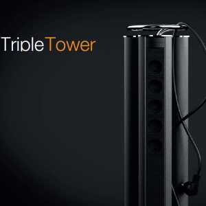 ASA INTERNATIONAL - TRIPLE TOWER - 12 Stikk + 4 CAT6 - 77cm - Matt sort stål / Chrome fot og håndtak - MOQ 500 stk