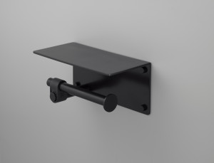 BUSTER + PUNCH | TOILET ROLL HOLDER | WITH SHELF | CAST | WELDERS BLACK