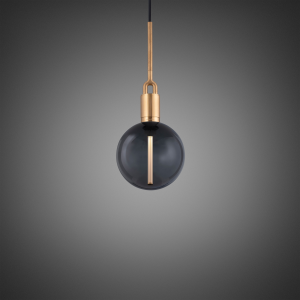 BUSTER + PUNCH | FORKED PENDANT / BRASS | GLOBE / SMOKED | MEDIUM | ink. forked buster bulb