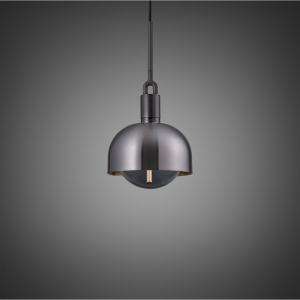 BUSTER + PUNCH | FORKED PENDANT | SHADE | SMOKED GLOBE | MEDIUM | GUN METAL | ink. forked buster bulb