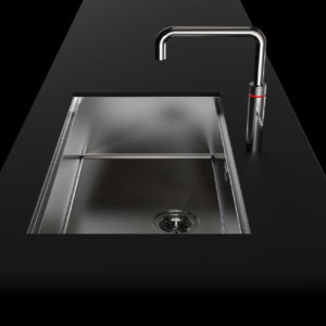 FOSTER - "Quooker-testet"  kjøkkenvask for underliming med diamantmønster til 80cm skap - 750x466x200mm - Stainless steel