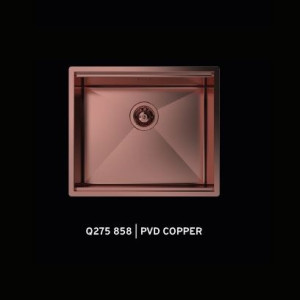 FOSTER - "Quooker-testet"  kjøkkenvask for underliming med diamantmønster til 60cm skap - 540x466x200mm - KOBBER PVD