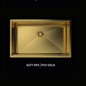 FOSTER - "Quooker-testet"  kjøkkenvask for underliming med diamantmønster til 80cm skap - 750x466x200mm - GULL PVD