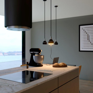 SFL - MERCURY - LYS 4000K med touch-dimmer + 1 Stikkontakt  - BLACK CHROME