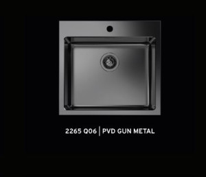 FOSTER - "Quooker-testet" kjøkkenvask med 25MM KANT med diamantmønster til 60cm skap - 560X520X195mm - GUN METAL PVD