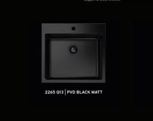 FOSTER - "Quooker-testet" kjøkkenvask med 25MM KANT med diamantmønster til 60cm skap - 560X520X195mm- Matt sort PVD
