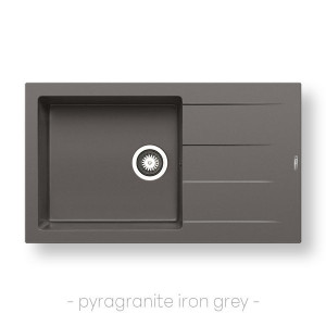 2HOME.NO - Pyramis - Flott granittvask - grå - 86 cm x 50 cm med avrenning - iron grå
