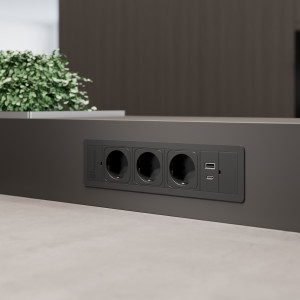 ASA INTERNATIONAL - VERSAFRAME 3.0 - 3 stikk + 2 USB (C+C - 47W) - Matt sort