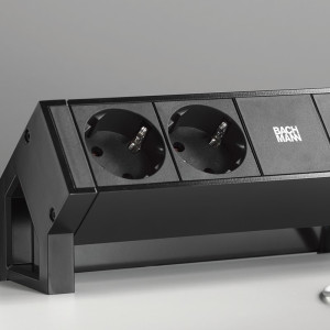 BACHMANN - Desk 2 - 4 STIKK + 2 USB-C (45W) - MATT SORT