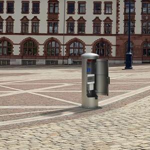 BS - ESP24 Uttakssøyle gatemontering IP44 - Med LED-LYS 3000k i lokket - 3mm STAINLESS STEEL 