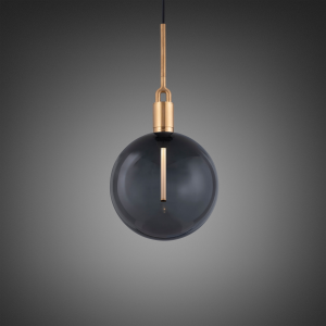 BUSTER + PUNCH | FORKED PENDANT / BRASS | GLOBE / SMOKED | LARGE | ink. forked buster bulb