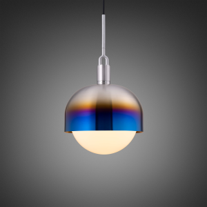 BUSTER + PUNCH | FORKED PENDANT | SHADE | OPAL GLOBE | LARGE | BURNT STEEL | ink. forked punch bulb