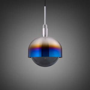 BUSTER + PUNCH | FORKED PENDANT | SHADE | SMOKED GLOBE | LARGE | BURNT STEEL | ink. forked buster bulb