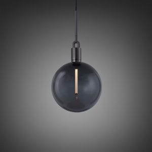 BUSTER + PUNCH | FORKED PENDANT | SMOKED GLOBE | LARGE | GUN METAL | ink. forked buster bulb