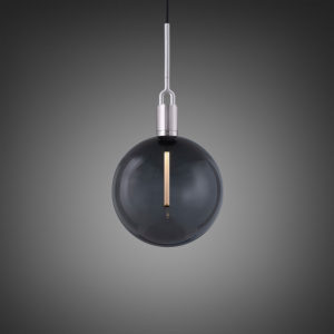 BUSTER + PUNCH | FORKED PENDANT | SMOKED GLOBE | LARGE | STEEL | ink. forked buster bulb