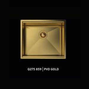 FOSTER - "Quooker-testet"  testet kjøkkenvask for underliming med diamantmønster til 60cm skap - 540x466x200mm - GULL PVD