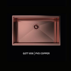 FOSTER - "Quooker-testet"  kjøkkenvask for underliming med diamantmønster til 80cm skap - 750x466x200mm - KOBBER PVD