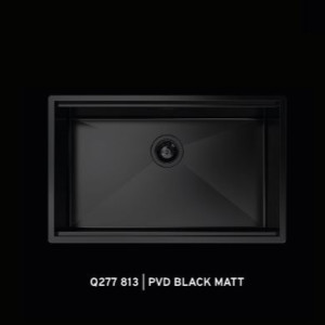 FOSTER - "Quooker-testet"  kjøkkenvask for underliming med diamantmønster til 80cm skap - 750x466x200mm- Matt sort PVD